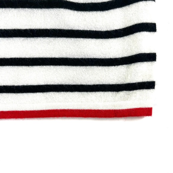 BCBGMAXAZRIA Cinch Sleeve Stripe Tie-Neck Pullover Sweater - Picture 10 of 11